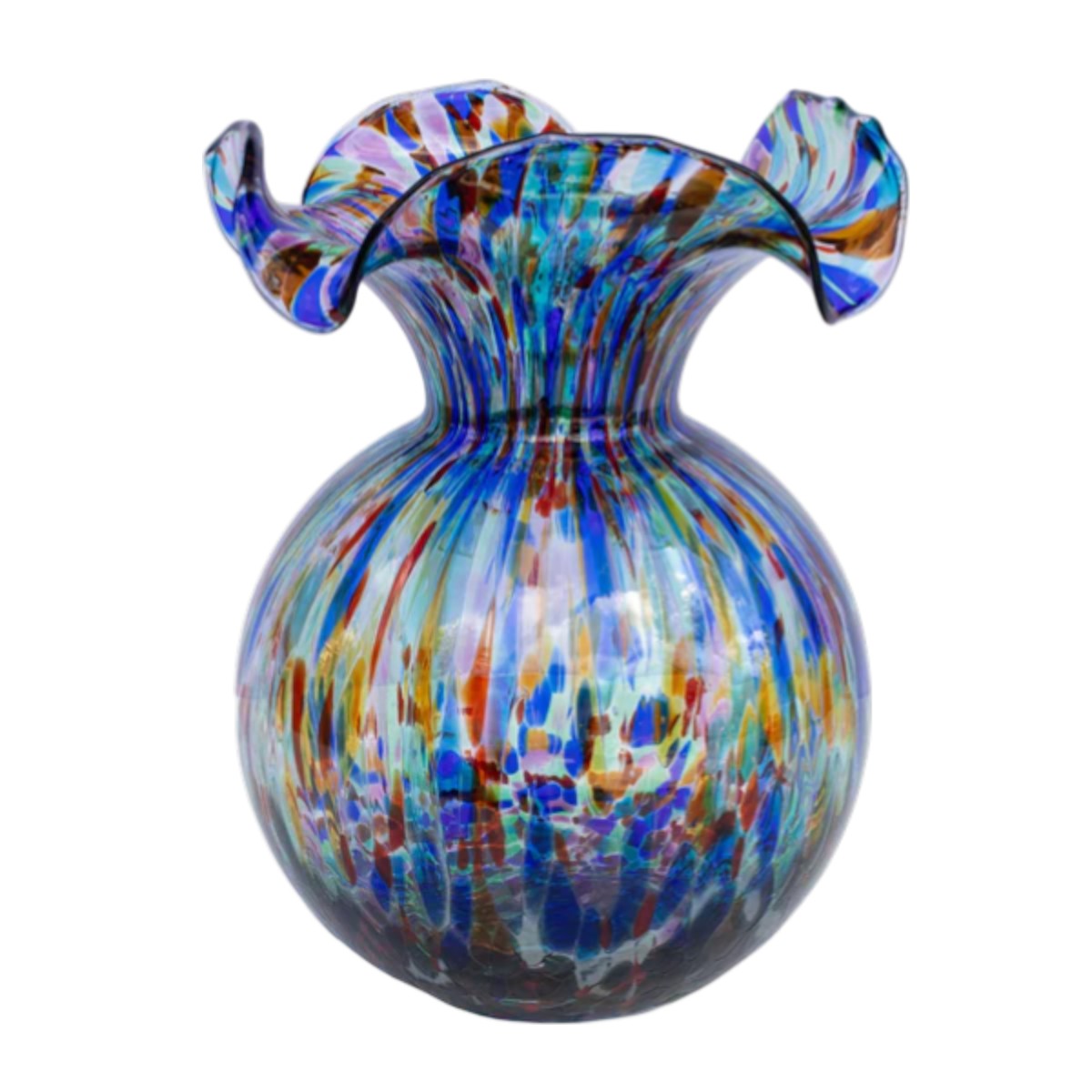 Vietri Hibiscus Glass Carnevale Fluted Vase, Medium
