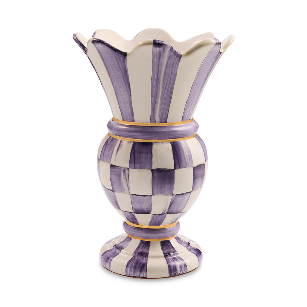 MacKenzie-Childs Small Great Vase, Violet Check