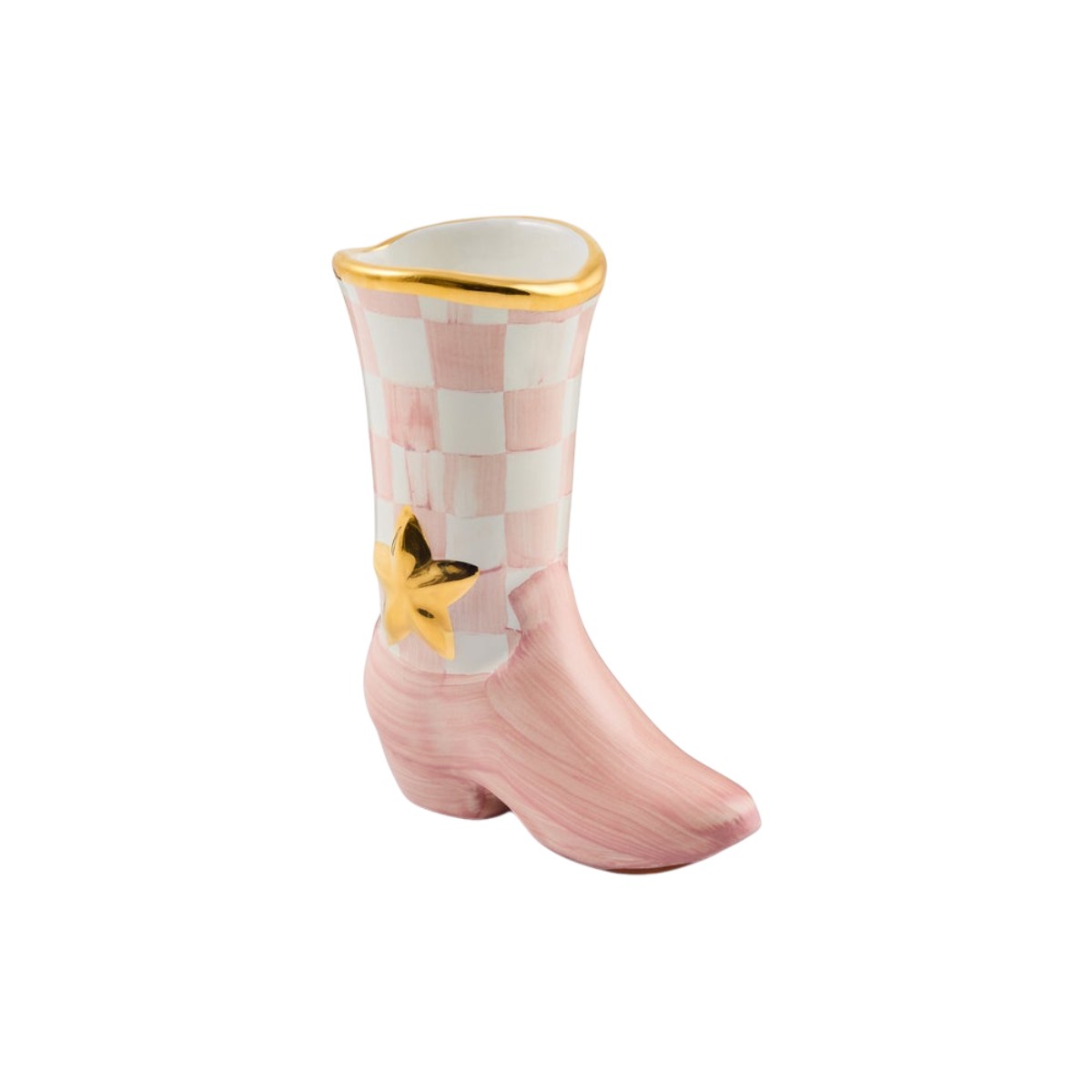 MacKenzie-Childs Lainey Wilson Cowgirl Boot Bud Vase, Rosy Check