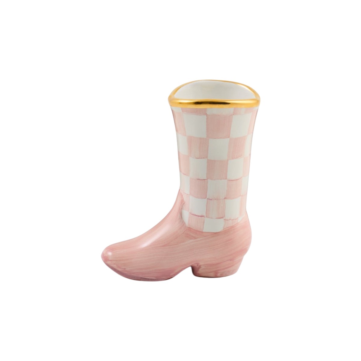 MacKenzie-Childs Lainey Wilson Cowgirl Boot Bud Vase, Rosy Check