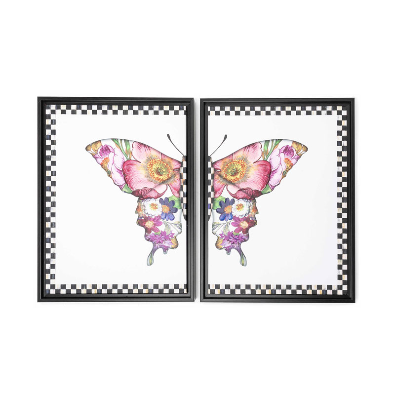 MacKenzieChilds Flower Market Butterfly Wall Art, Set of 2 34602035