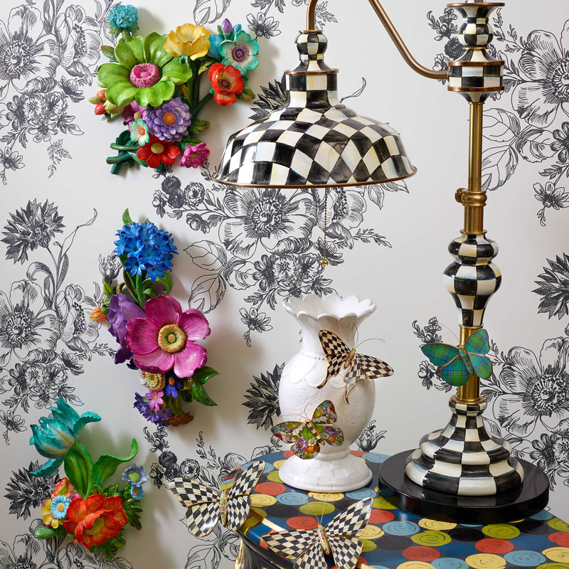 MacKenzie-Childs Butterfly Duo Wall Decor, Courtly Check