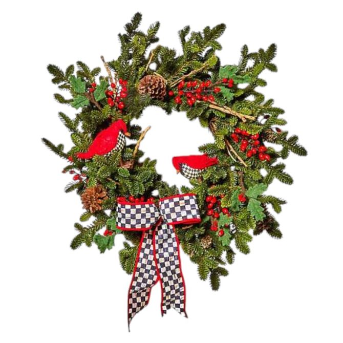 MacKenzie-Childs Cozy Christmas Cardinal Wreath