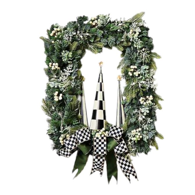 MacKenzie-Childs Farmhouse Holiday Illuminated Rectangle Wreath