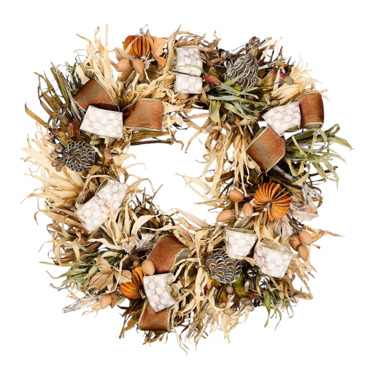 MacKenzie-Childs Mocha Check Harvest Wreath, 25