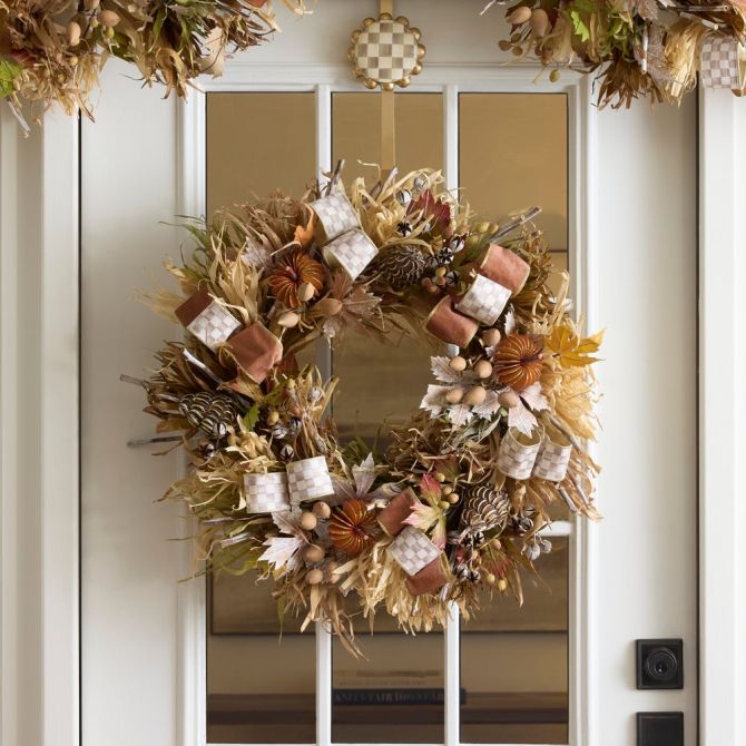 MacKenzie-Childs Mocha Check Harvest Wreath, 25