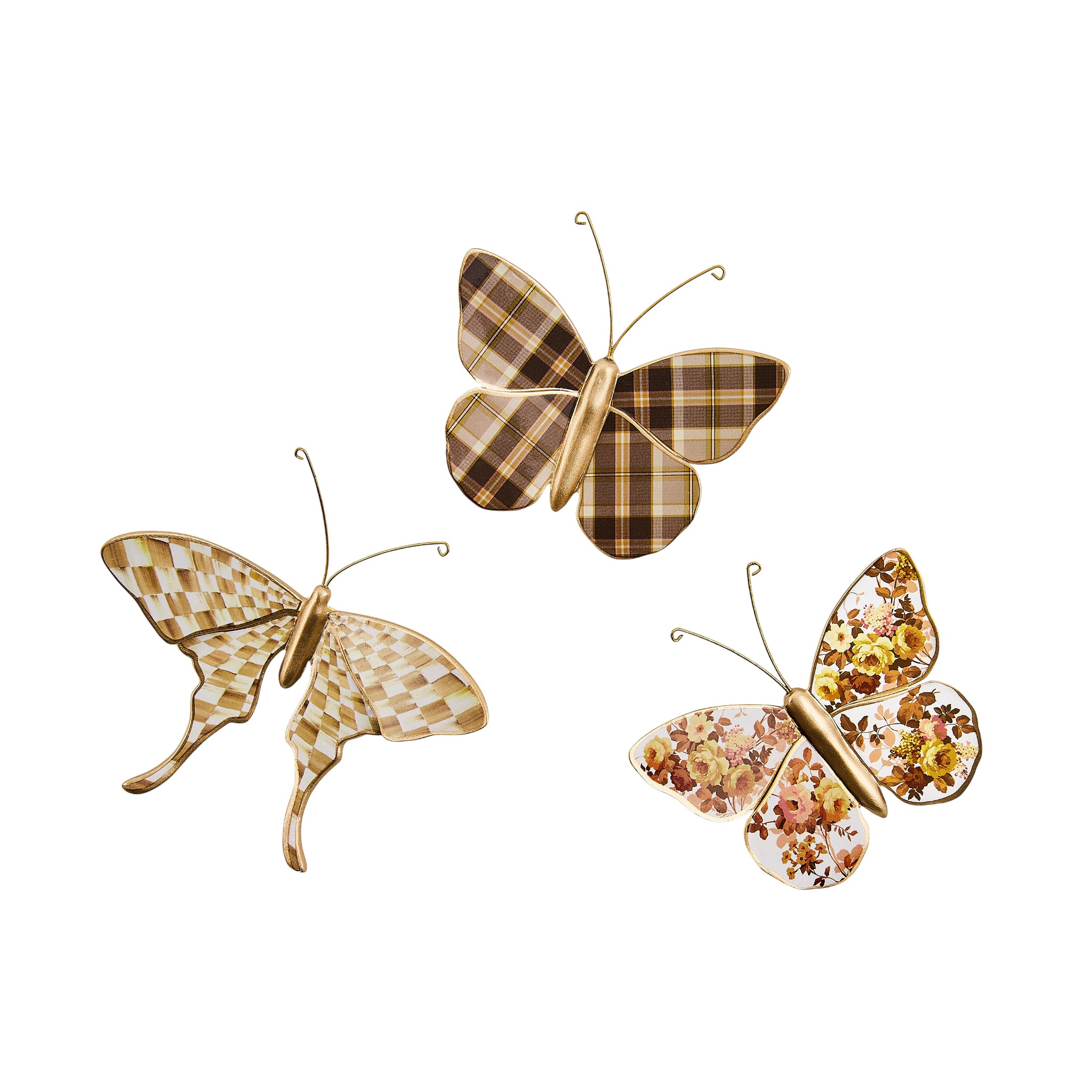 MacKenzie-Childs Mocha Butterfly Trio Wall Art