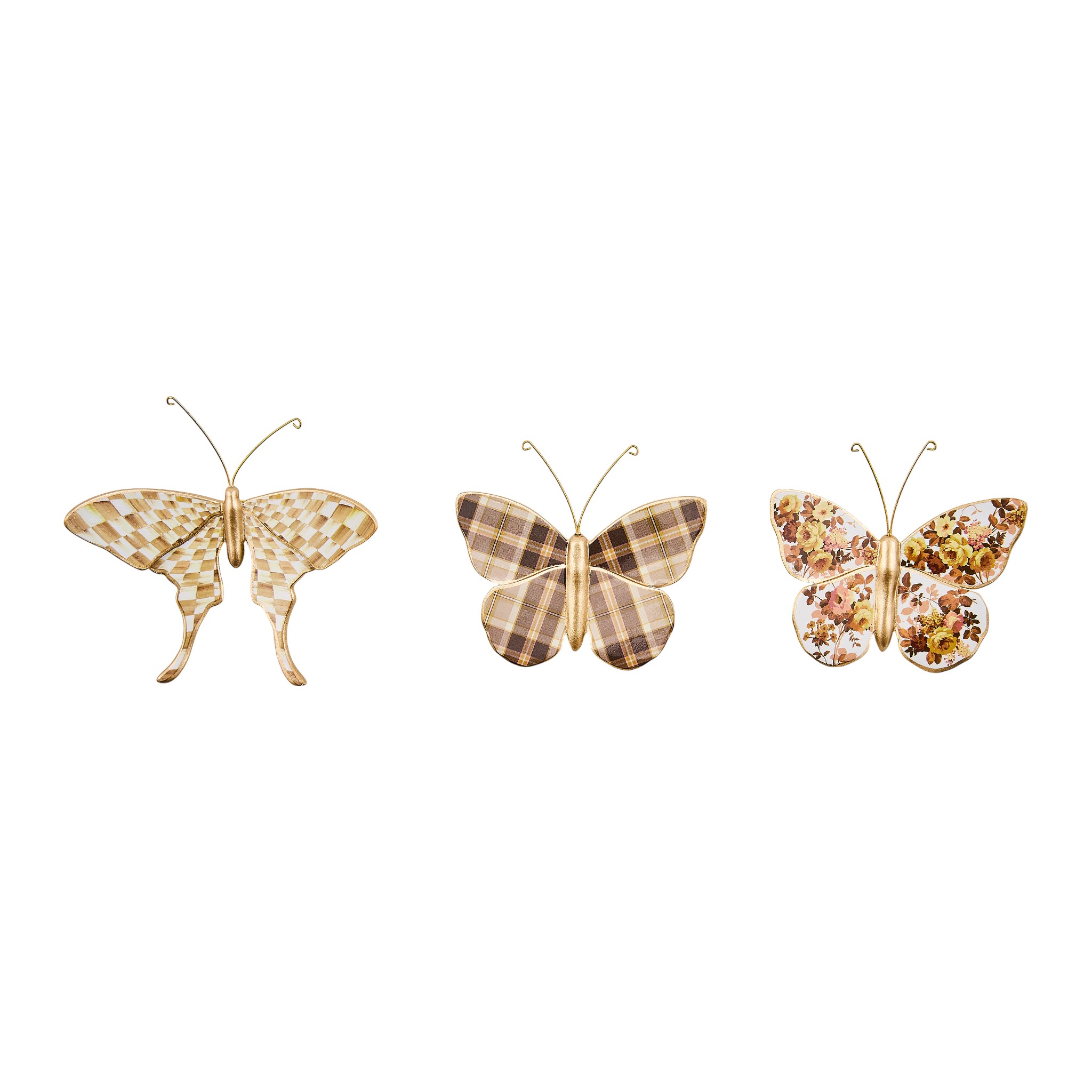 MacKenzie-Childs Mocha Butterfly Trio Wall Art
