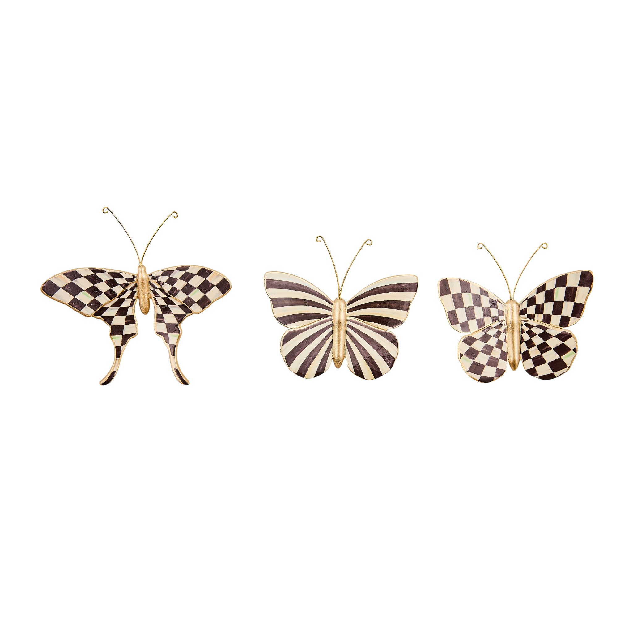 MacKenzie-Childs Butterfly Trio Wall Art, Courtly Check and Courtly Stripe