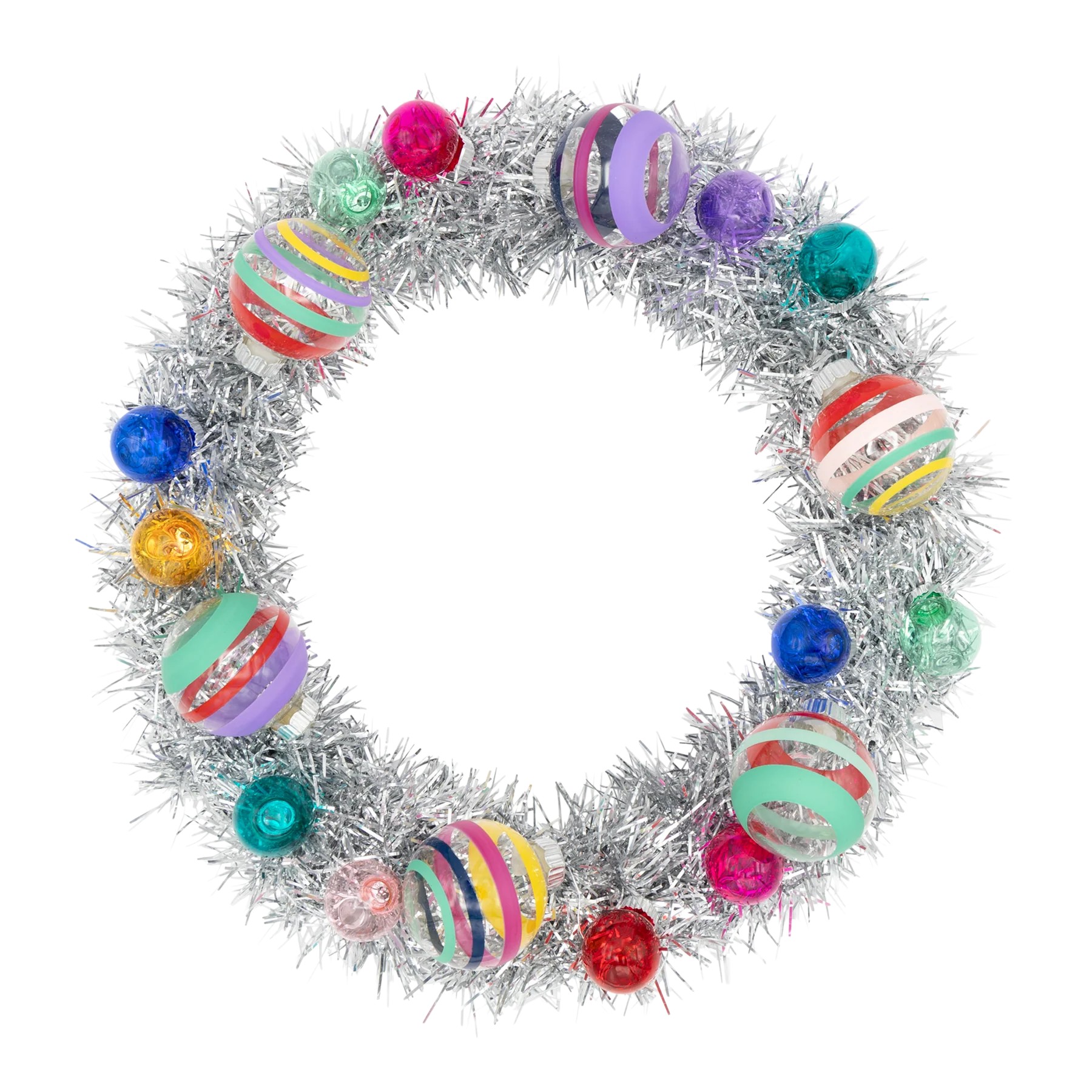 Christopher Radko Vivid Vintage Silver Tinsel Wreath with 1