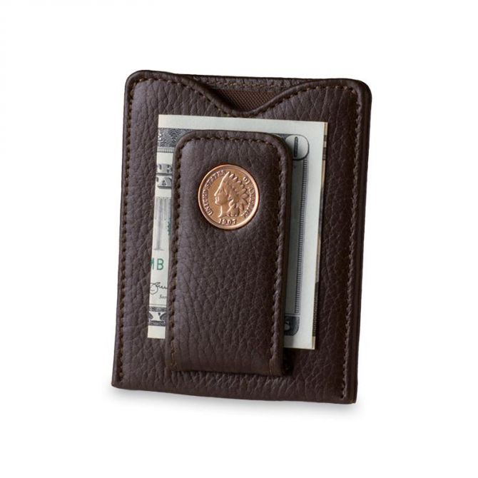 Tokens & Icons Indian Head Penny Brown Money Clip Wallet