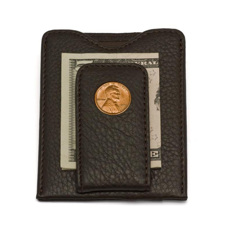 Tokens & Icons Lincoln Penny Brown Money Clip Wallet