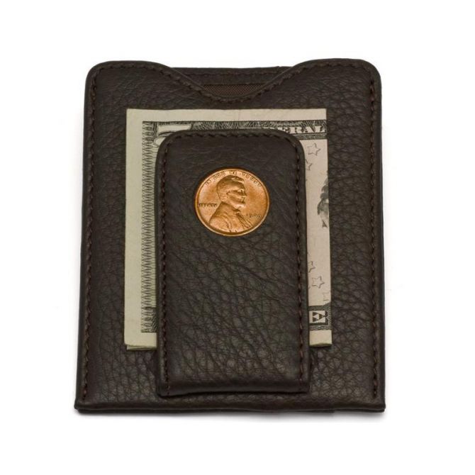 Tokens & Icons Lincoln Penny Brown Money Clip Wallet
