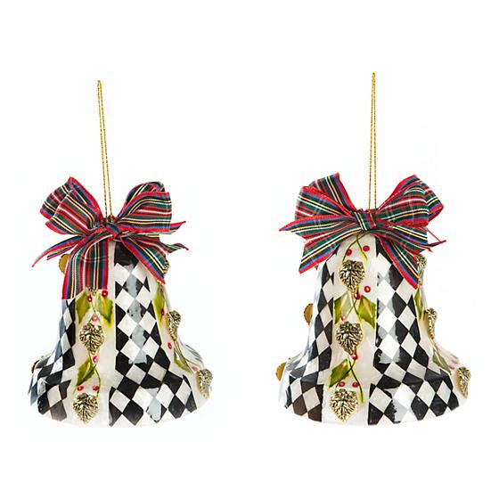 MacKenzie-Childs Poinsettia Bell Capiz Ornaments, Set of 2