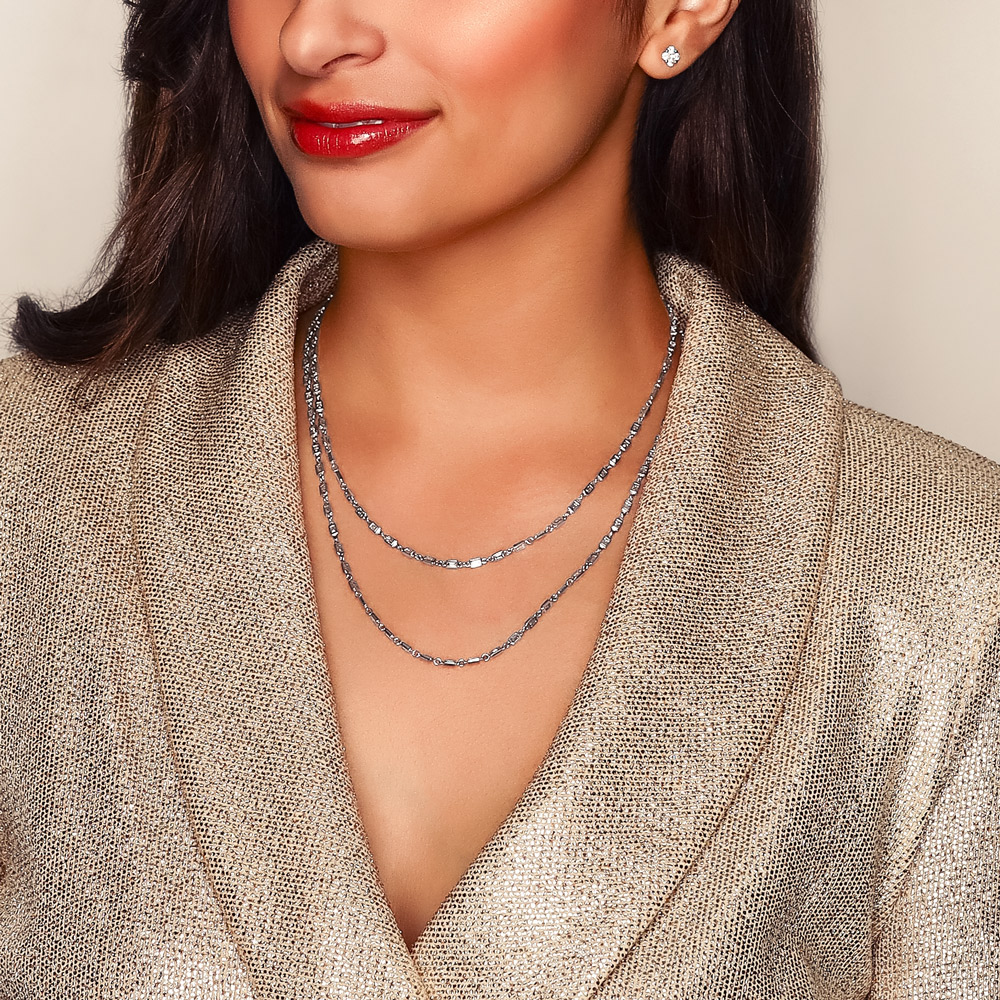 Rahaminov Diamond Baguette Station By the Yard Necklace in 18K White Gold, 36