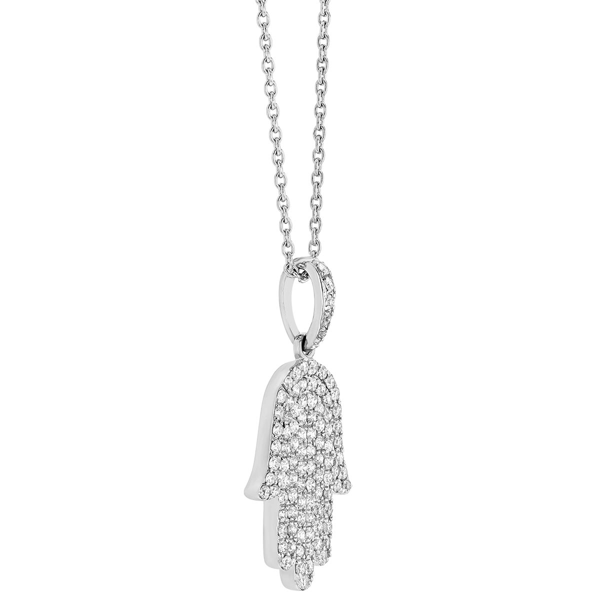 Diamond Pavé Hamsa Pendant in White Gold