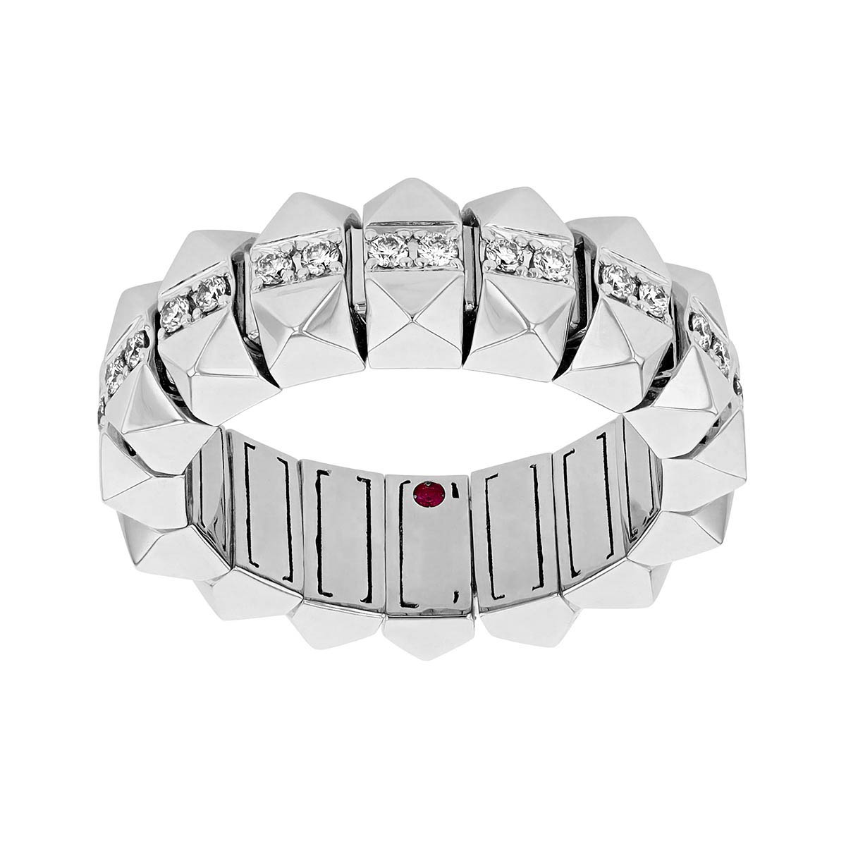 Roberto Coin Obelisco Flexible Ring in White Gold with Diamond Center, Size 7