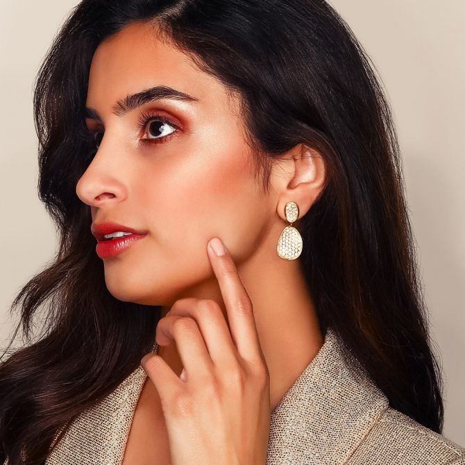 Marco Bicego Lunaria Diamond Pave Double Drop Earrings in
