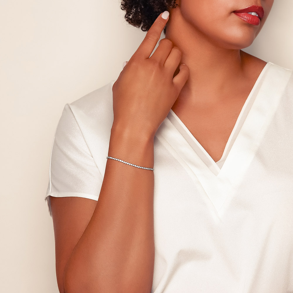 Borsheims Signature Collection Lab-Grown Diamond Tennis Bracelet in 14K Gold, 3.00 cttw,