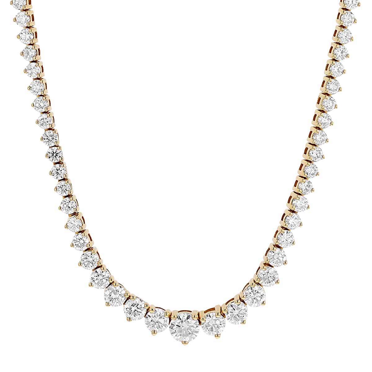 Borsheims Signature Collection Lab-Grown Diamond Riviera Necklace in Yellow Gold, 6.05 cttw, 17