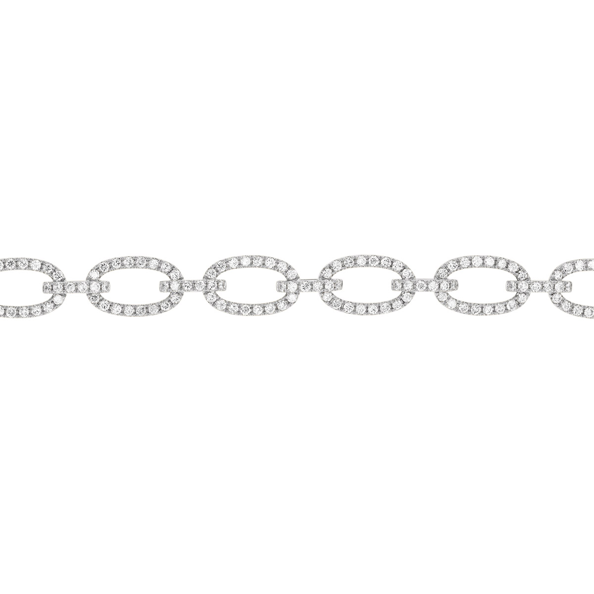 Diamond Pavé Open Oval Link Necklace in White Gold, 17