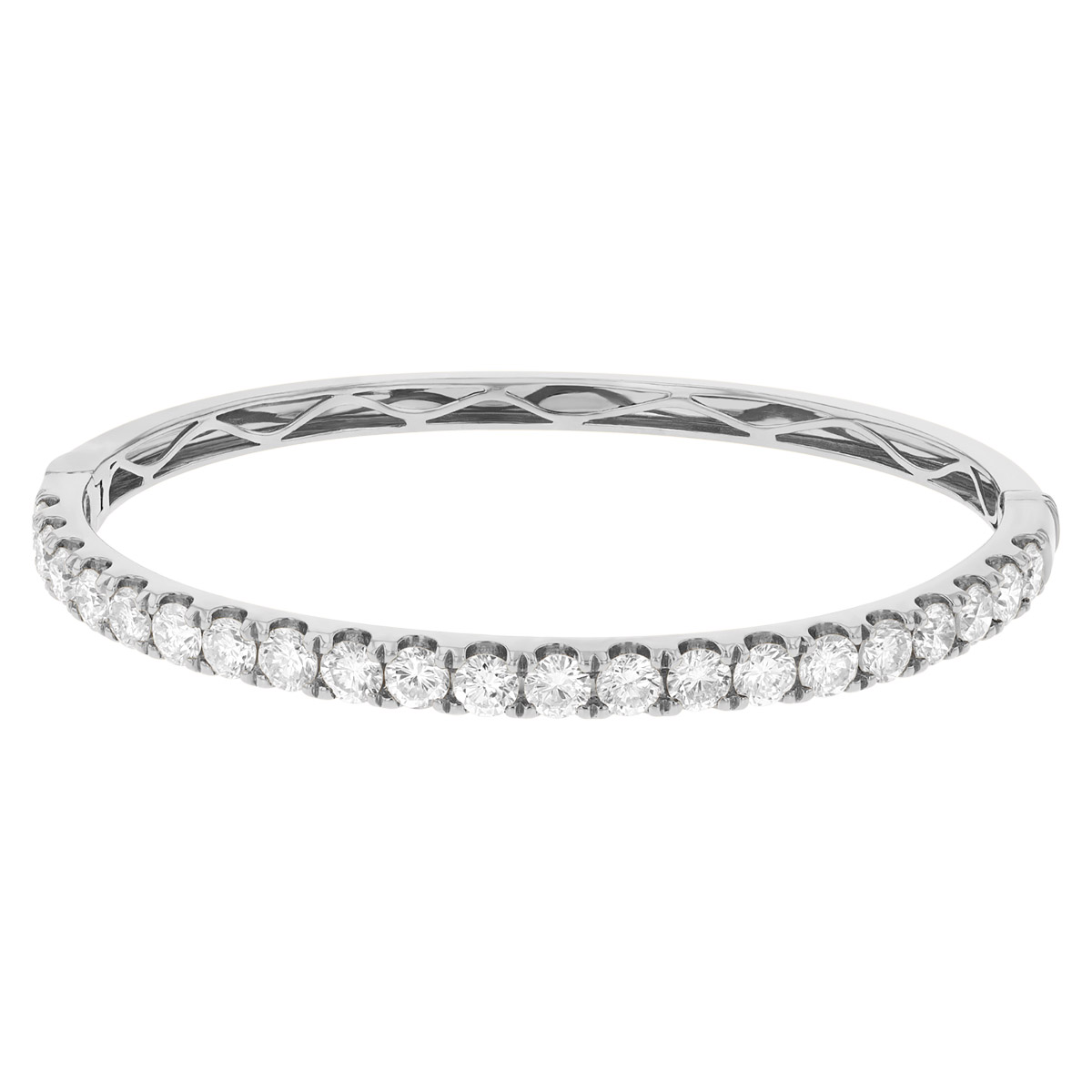 Round Diamond Bangle Bracelet in White Gold, 5.00 cttw