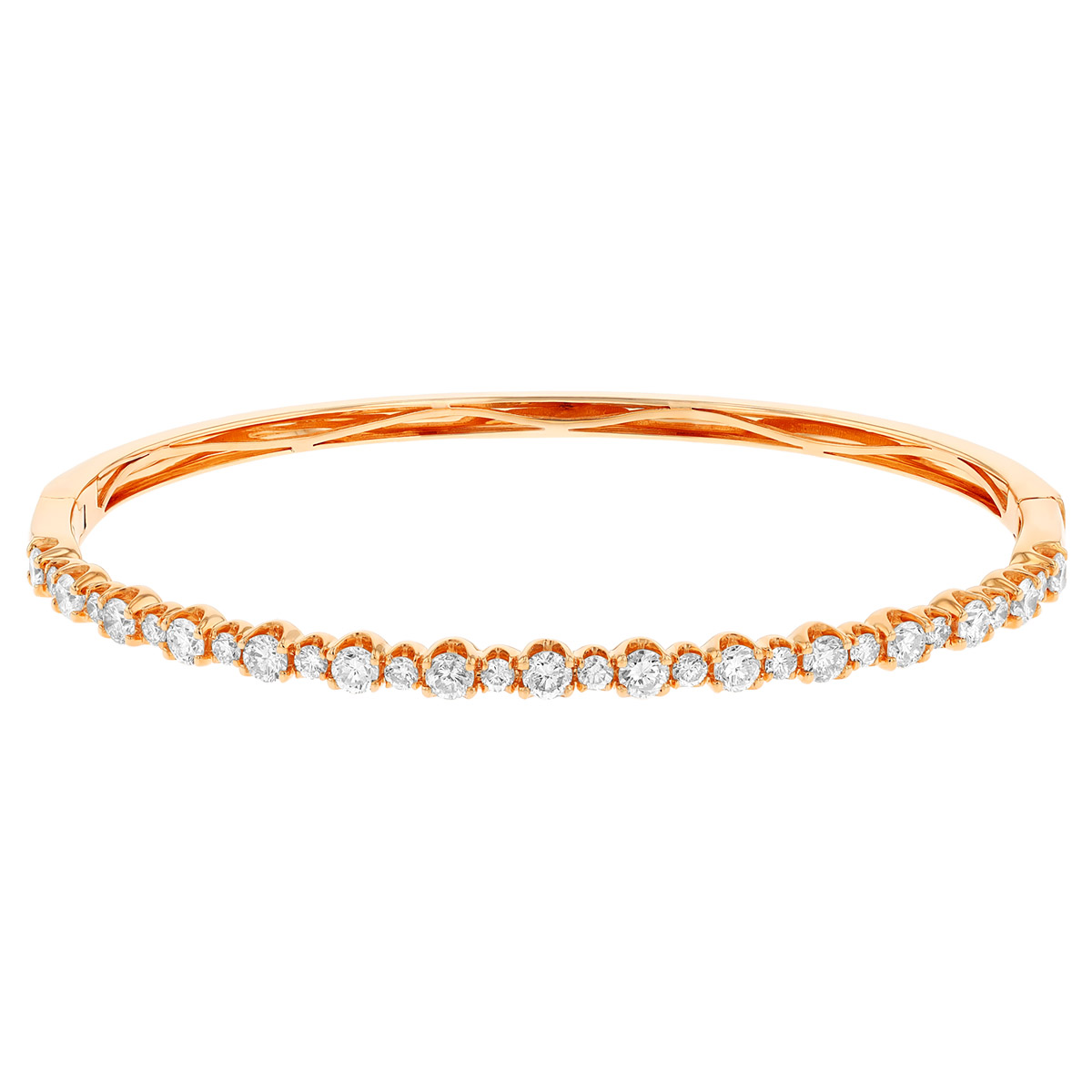 Alternating Size Diamond Bangle Bracelet in Rose Gold