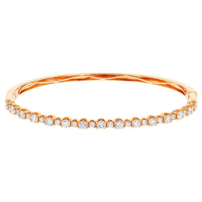 Alternating Size Diamond Bangle Bracelet in Rose Gold