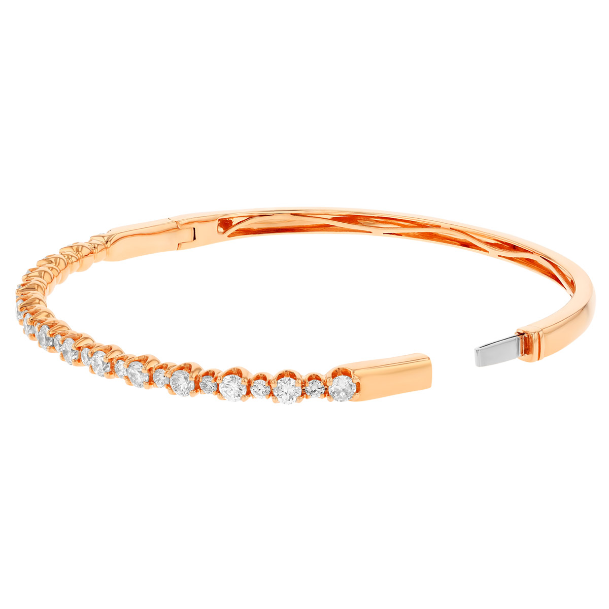 Alternating Size Diamond Bangle Bracelet in Rose Gold