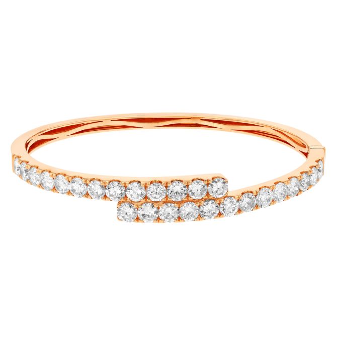 Diamond Bypass Bangle Bracelet in Rose Gold