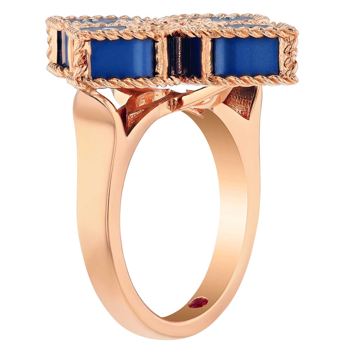 Roberto Coin Venetian Princess Blue Titanium & Diamond Flower Ring in Rose Gold