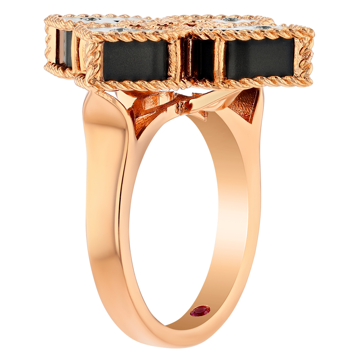 Roberto Coin Venetian Princess Grey Titanium & Diamond Flower Ring in Rose Gold