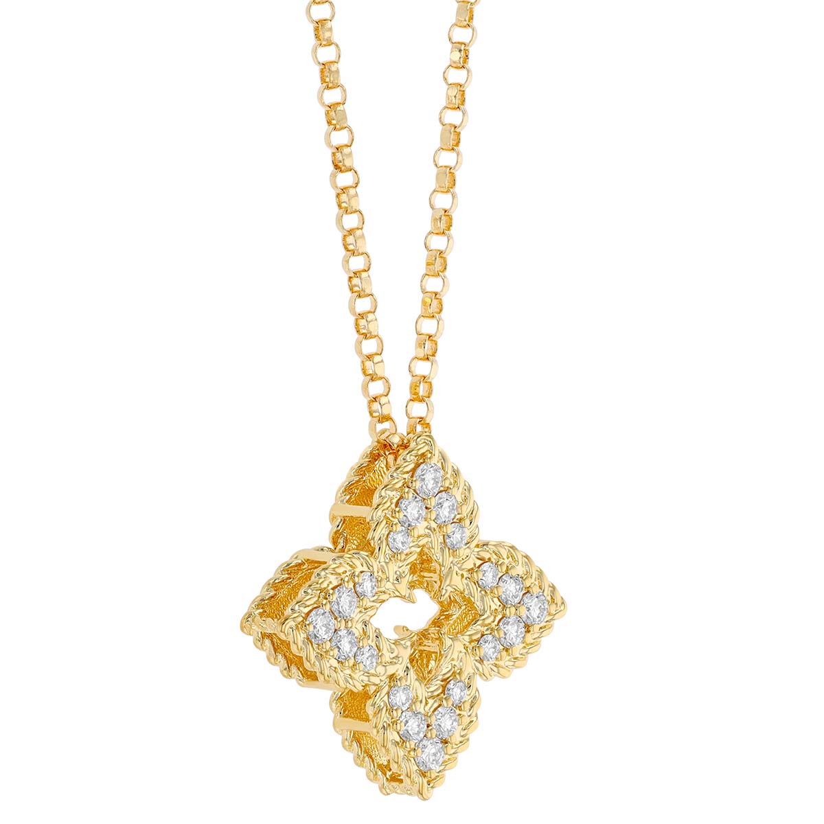 Roberto Coin Venetian Princess Diamond Small Flower Pendant in Yellow Gold