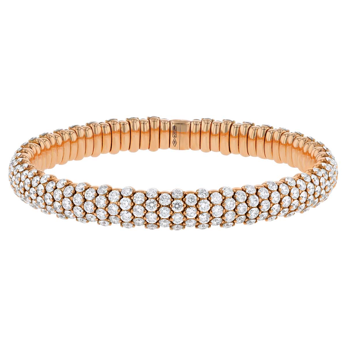 ドゥルりんページ　Volare Rose Gold Mesh Strap Zydo Collection Diamond Pave Rounded Stretch Bracelet in