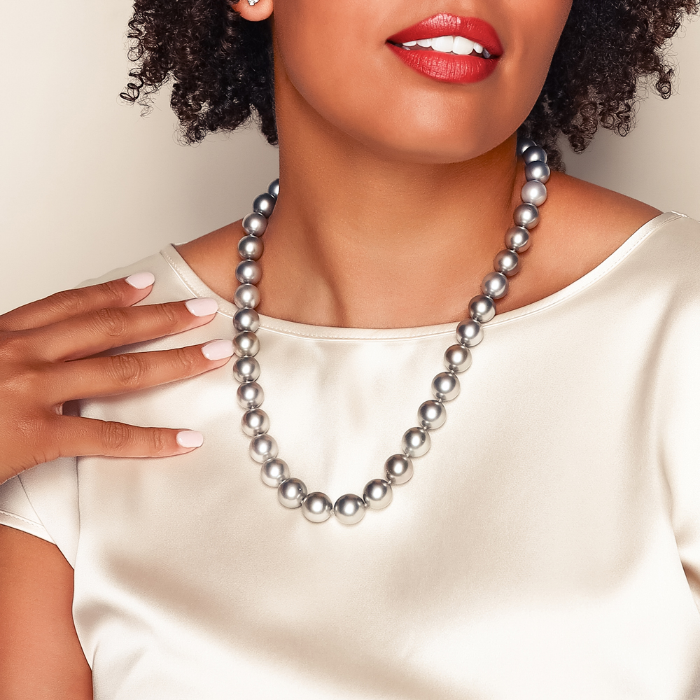 TARA Pearls Tahitian South Sea Cultured Pearl Strand Necklace in White Gold with Diamond Accents, 23