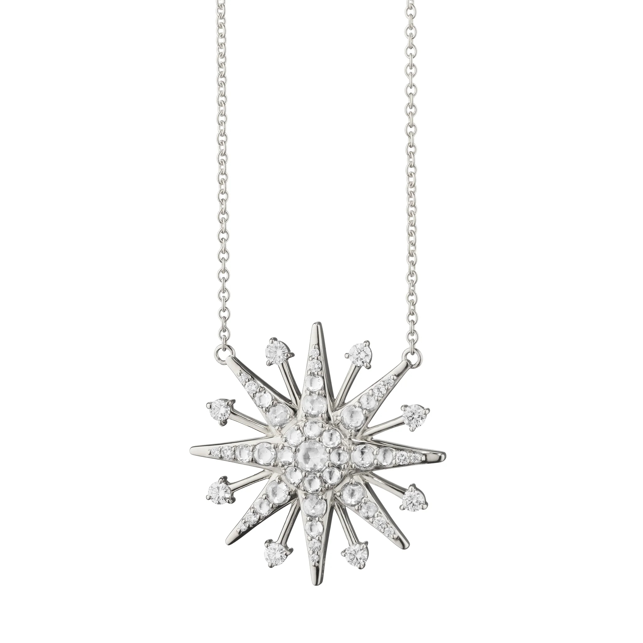 Monica Rich Kosann White Sapphire Star Necklace in Sterling Sivler, 18