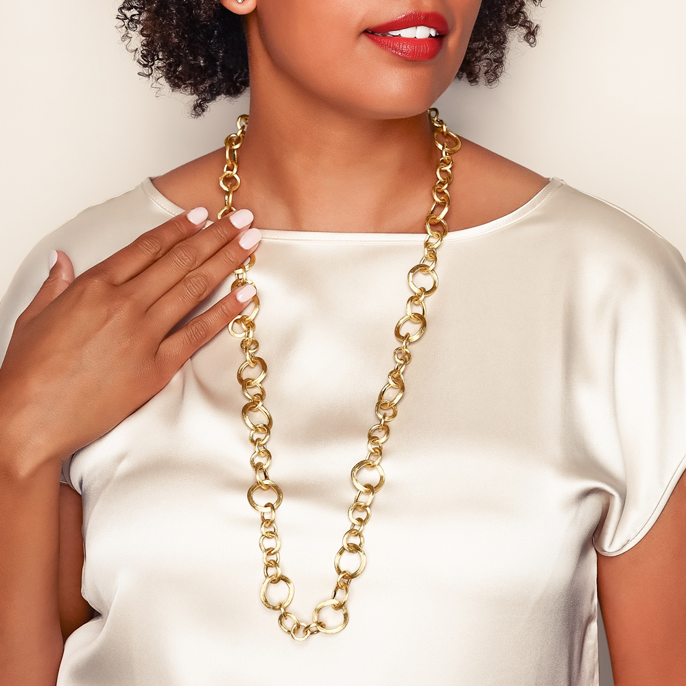 Marco Bicego Jaipur Yellow Gold Multi-Size Round Link Chain Necklace, 36