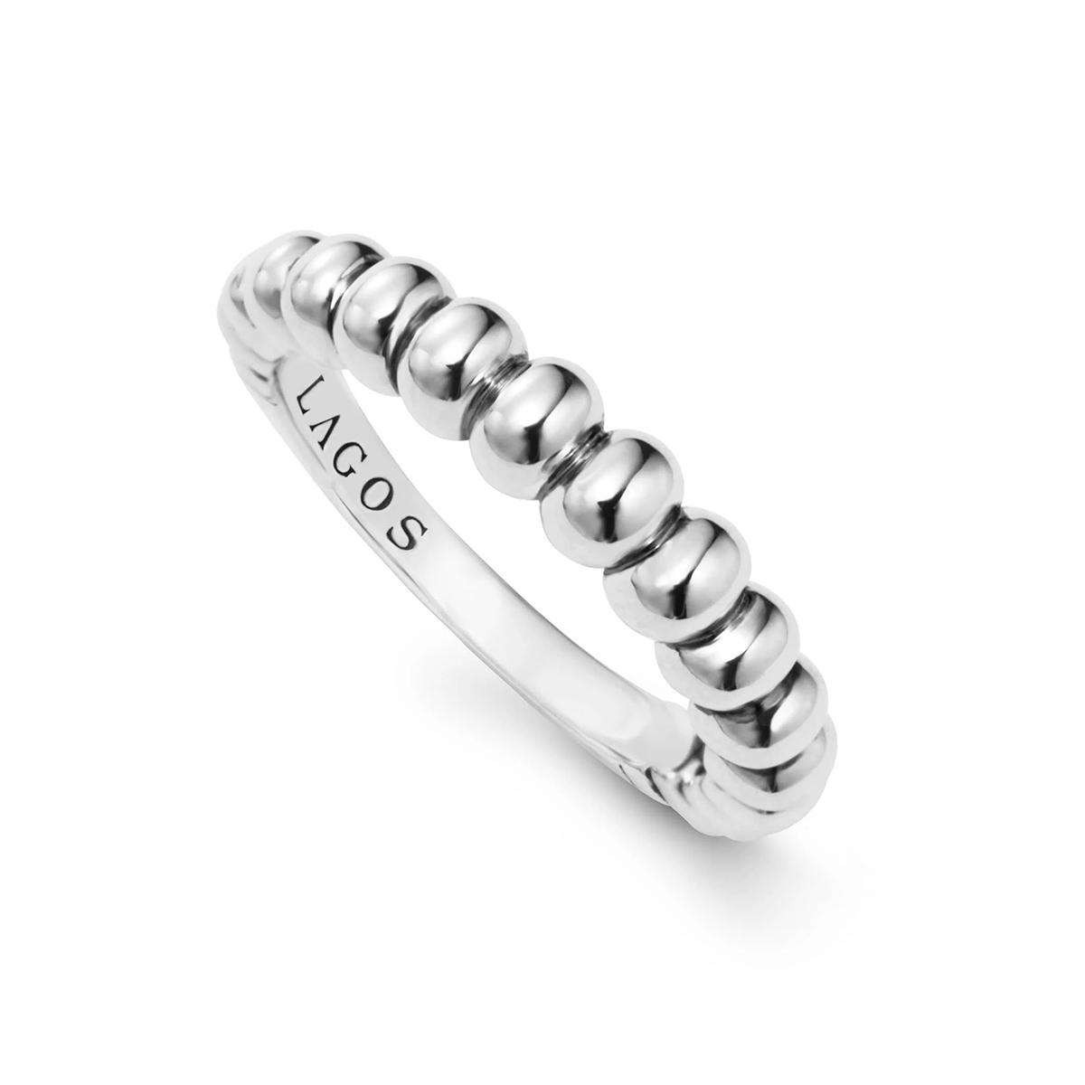 LAGOS Signature Caviar Fluted Stacking Ring in Sterling Silver, Size 7