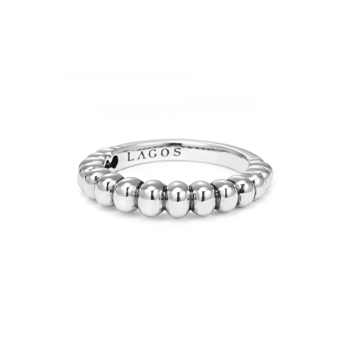 LAGOS Signature Caviar Fluted Stacking Ring in Sterling Silver, Size 7