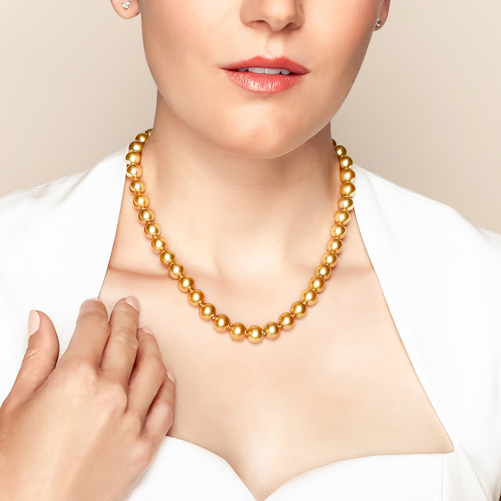 TARA Pearls Golden South Sea Cultured Pearl Strand with Diamond Clasp, 17.5