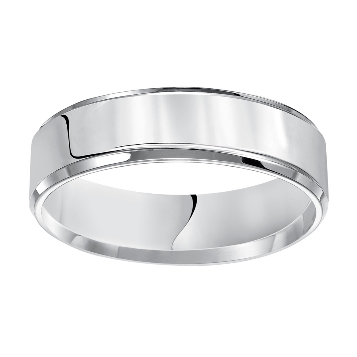 Platinum Flat Comfort Fit 7 mm Wedding Band with Beveled Edge, Size 10