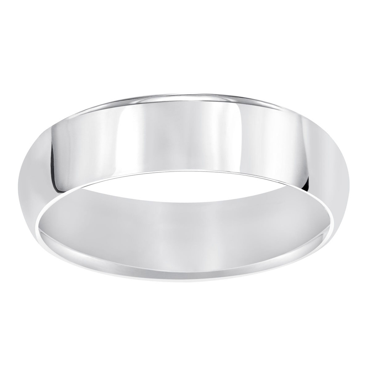 6 mm Comfort Fit Wedding Band in White Gold, Size 11