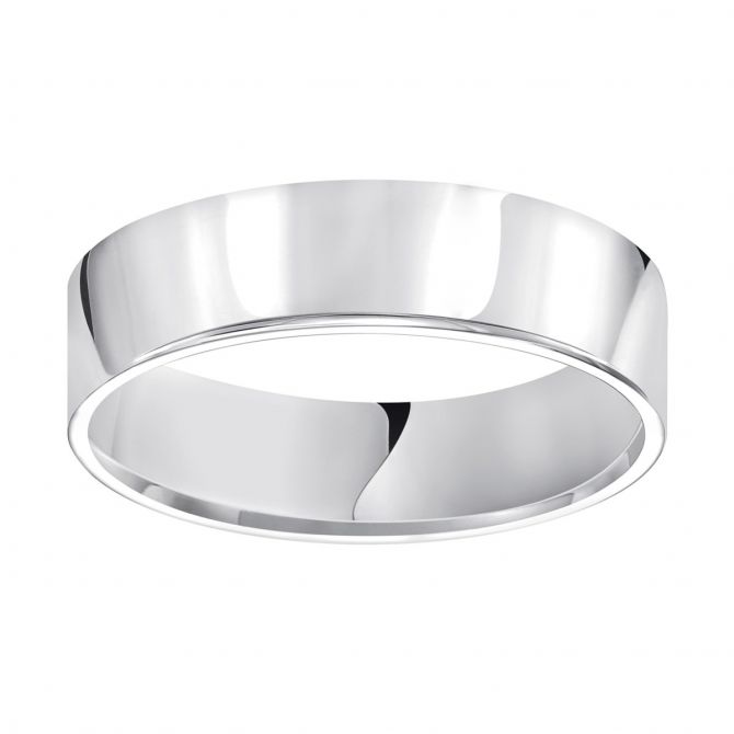 White Gold Flat Comfort Fit 7 mm Wedding Band, Size 10