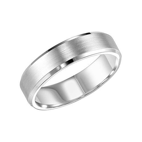 14K White Gold Satin Finish Wedding Band, Size 10