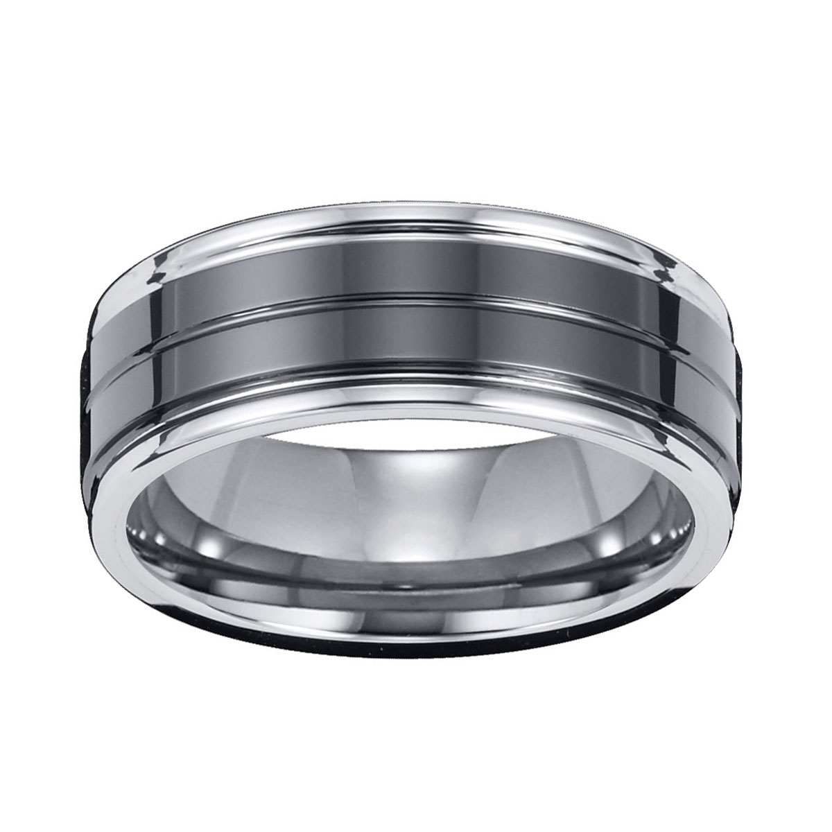 Tungsten & Ceramic Inlay Polished Comfort Fit 8 mm Wedding Band, Size 10