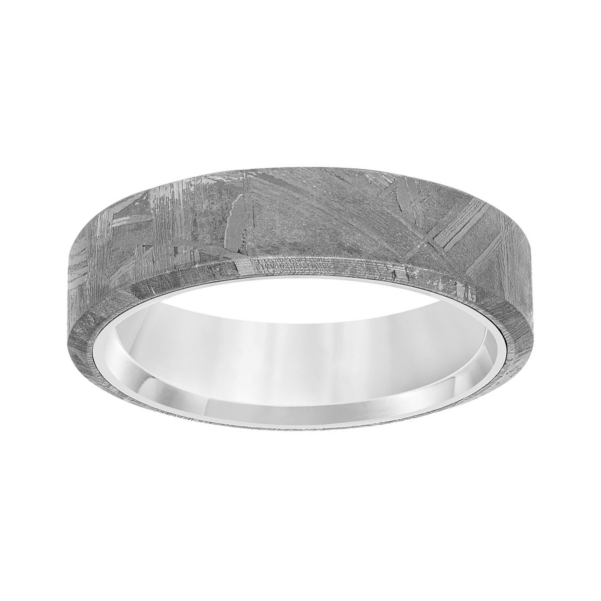 Meteorite & Tungsten Interior 6 mm Wedding Band, Size 8.5