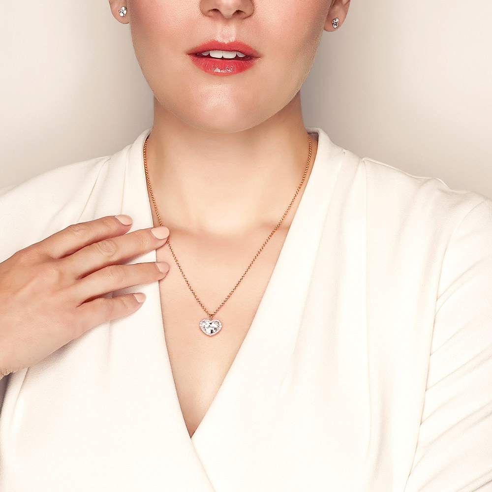 Rahaminov Heart Shaped Diamond & Fancy Pink Diamond Halo Pendant in Rose Gold, 18