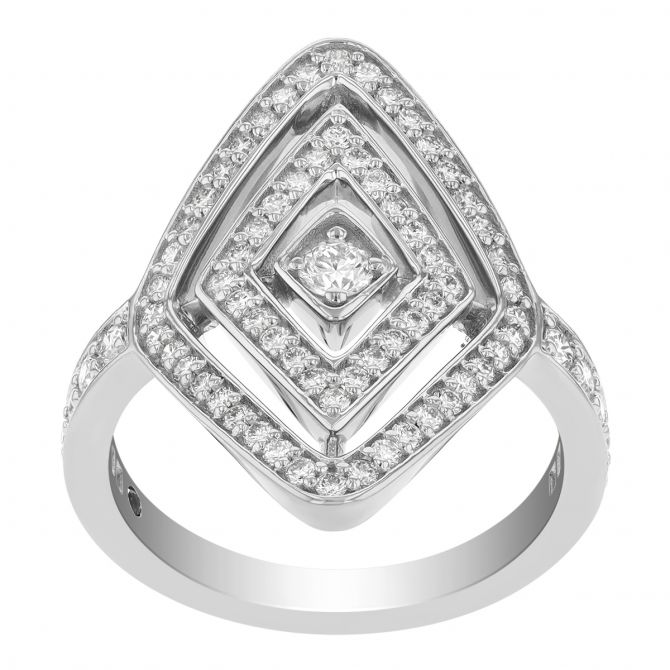 Roberto Coin Diamante Diamond Double Geometric Ring in 18K Gold, Size 6