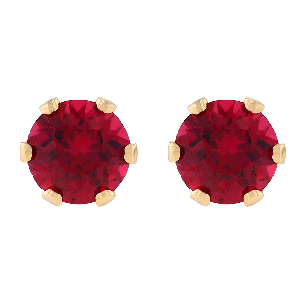 Children's Rhodolite Garnet Stud Earrings in Yellow Gold