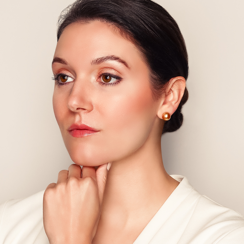 Mikimoto Golden South Sea Cultured Pearl 11 mm Stud Earrings in Yellow Gold